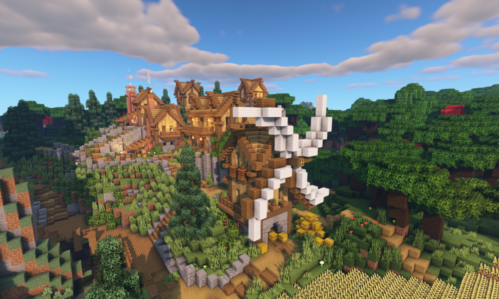 Minecraft Timelapse Mountain Village Transformation.