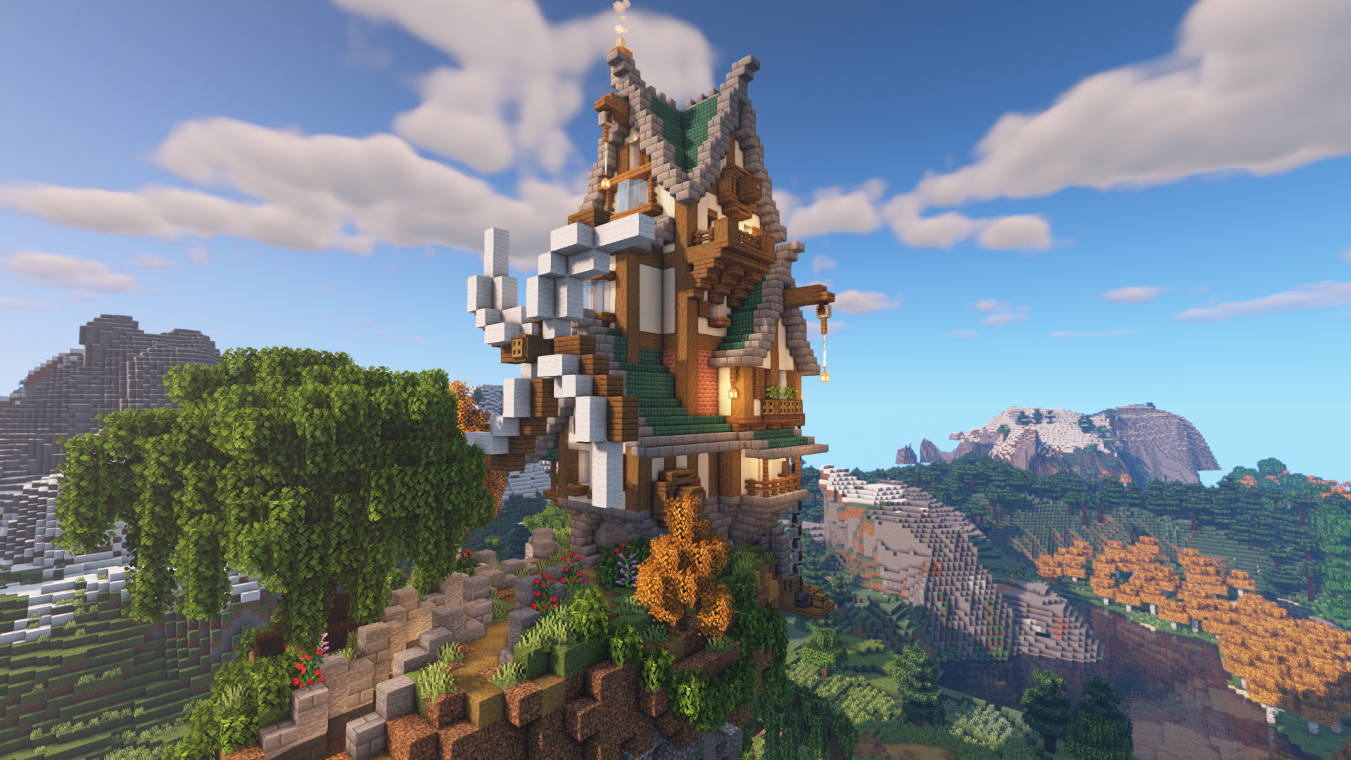 My Floating Island Survival Base : Minecraft B8E